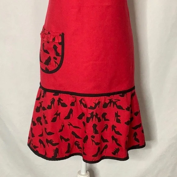 Will Cook For Shoes Embroidered Red And Black Kitchen Apron - Picture 4 of 15